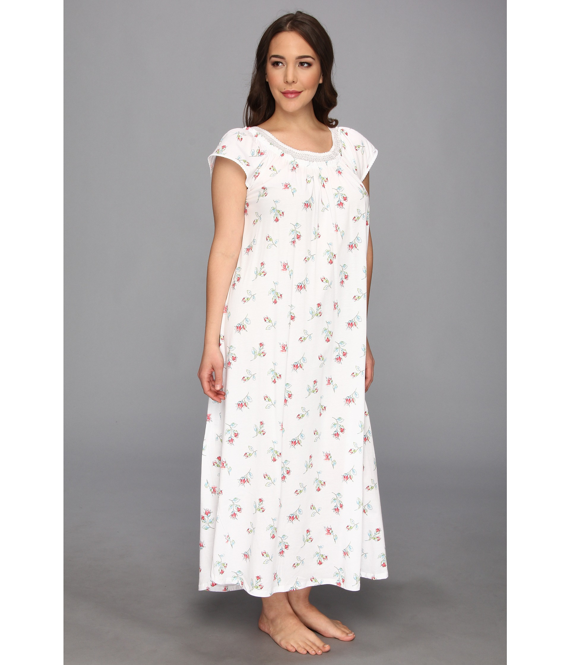 Carole Plus Size Whistful Rosebuds Long Nightgown White | Lyst