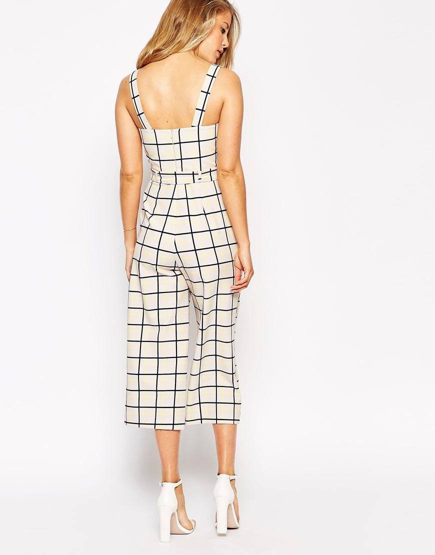 grid print jumpsuit