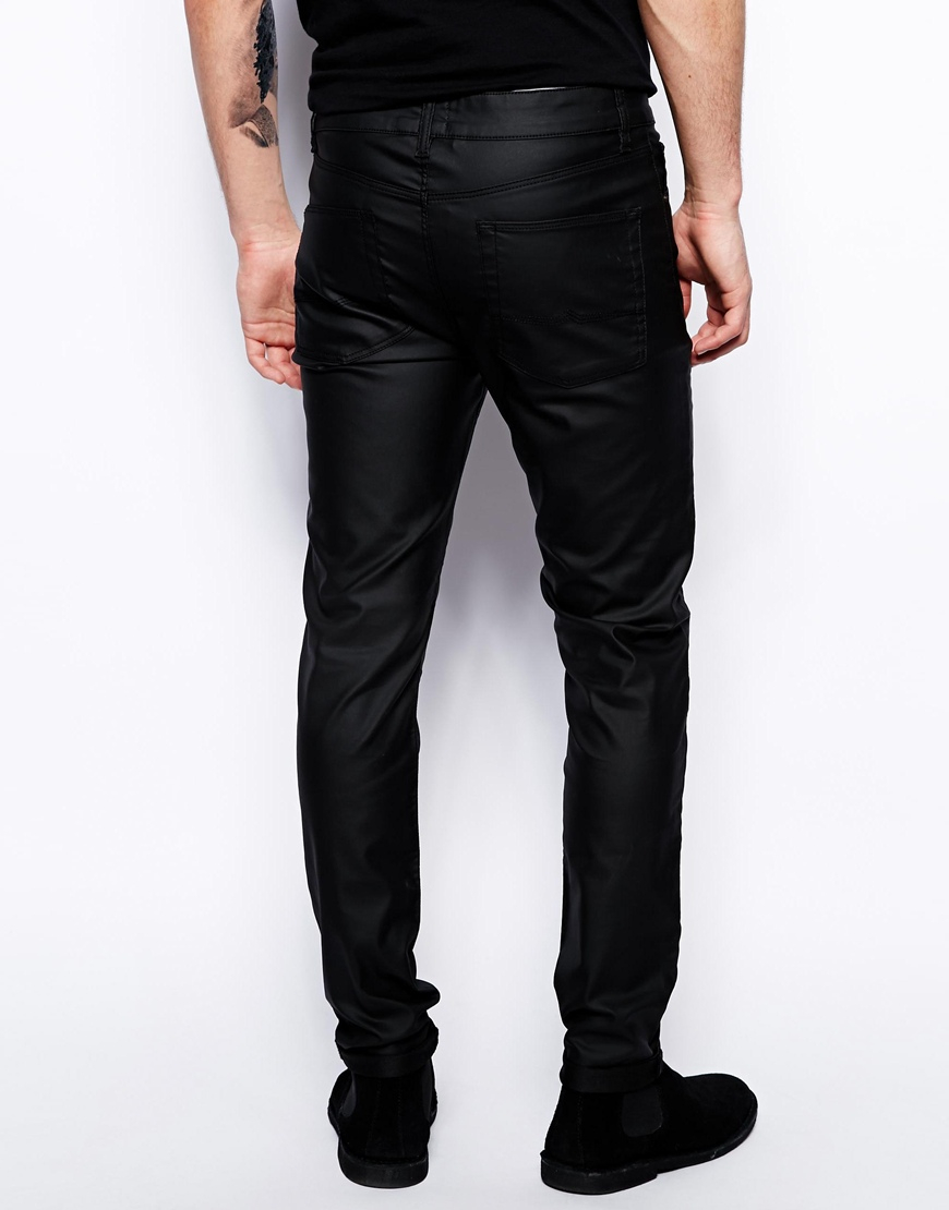 konkurrerende Vandre malm ASOS Skinny Jeans In Leather Look in Black for Men | Lyst