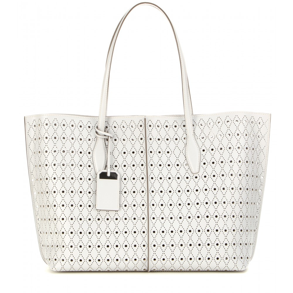 Lyst - Tod'S Laser-Cut Leather Tote in White