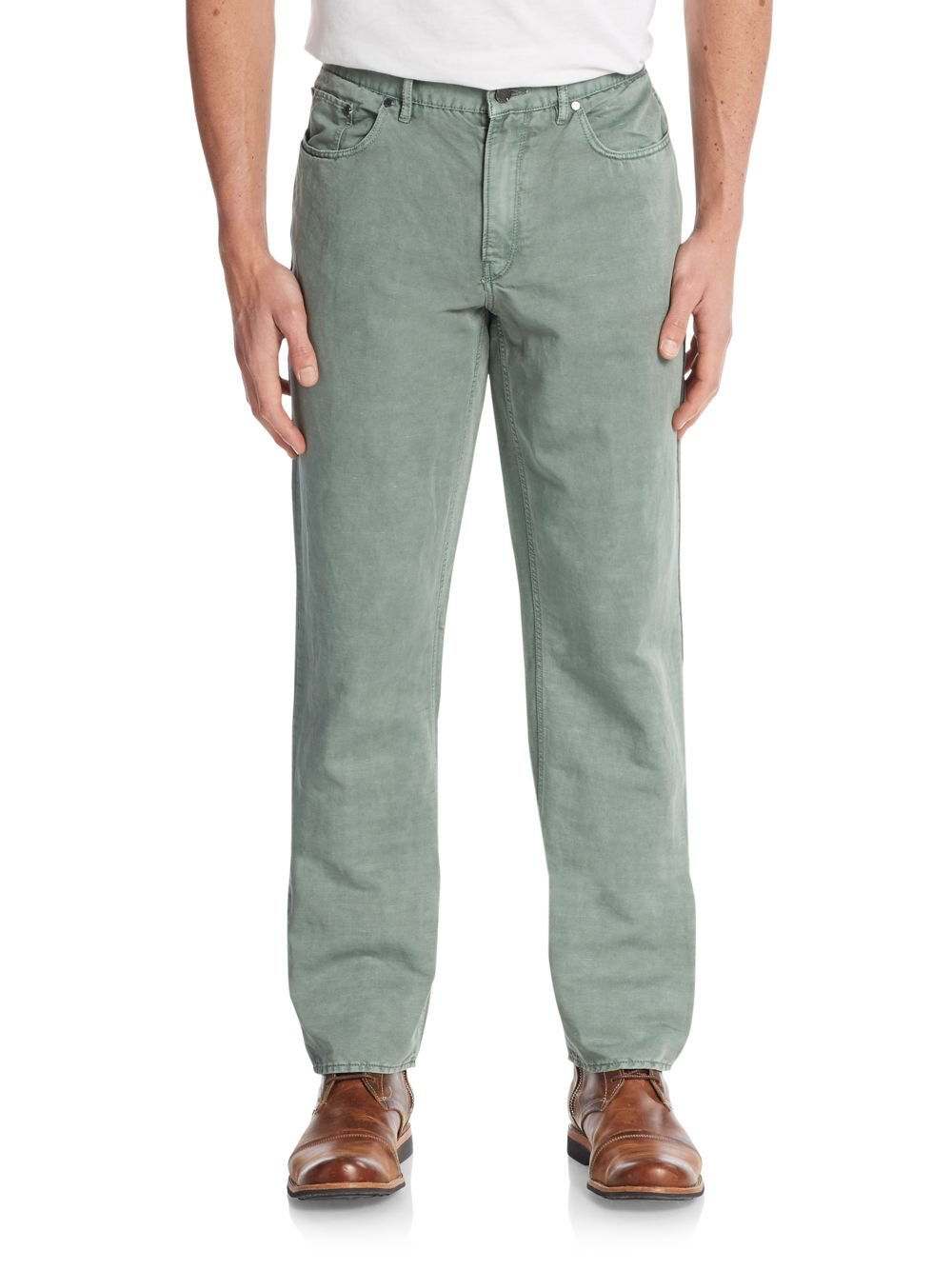 Lyst - Michael Kors Tailored Straight-leg Cotton & Linen Jeans in Green ...