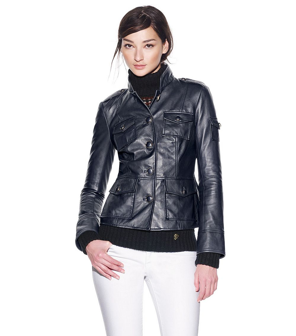 Tory burch Shrunken Sgt Pepper Leather Jacket in Blue Lyst