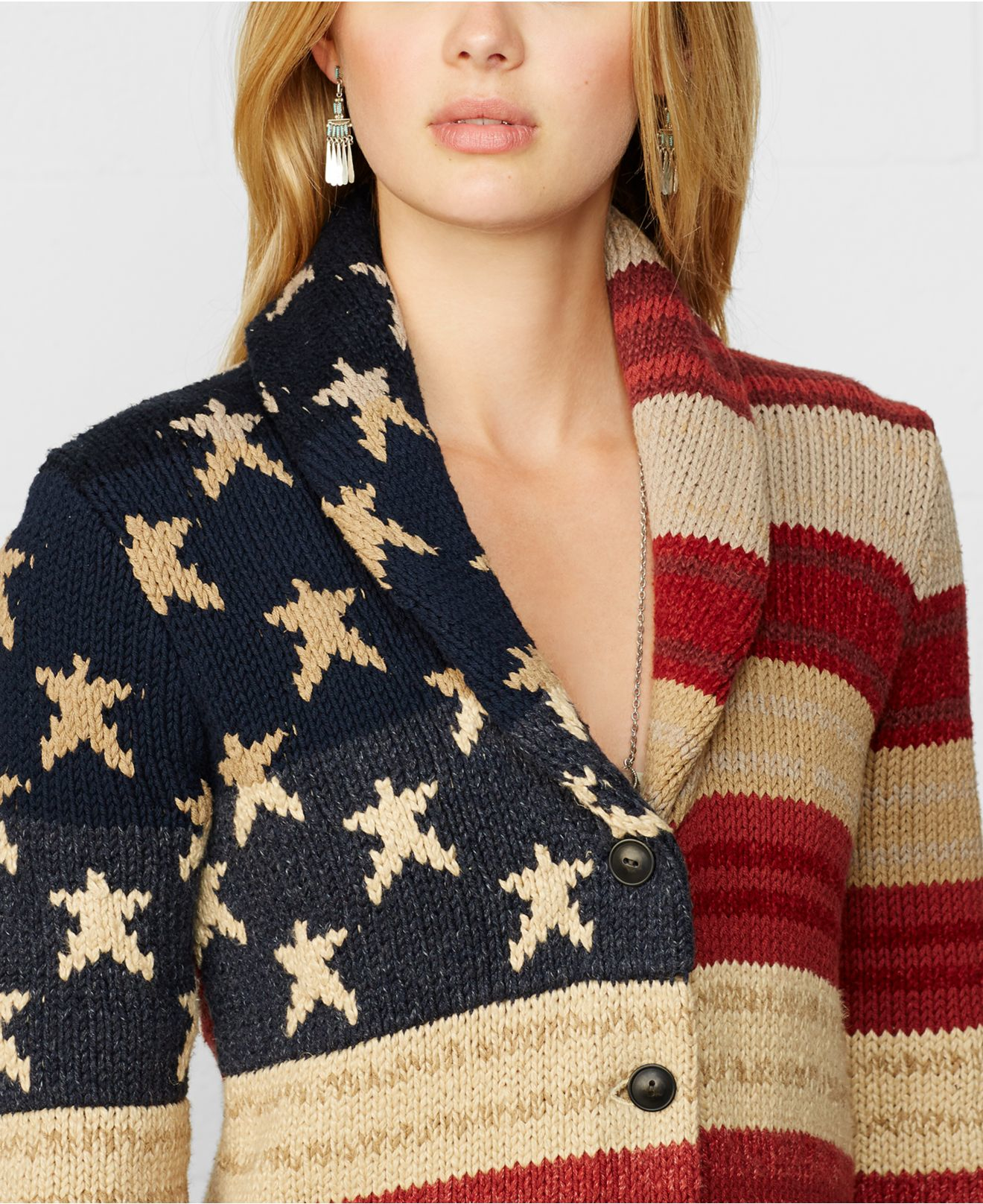 Denim & Supply Ralph Lauren Oversize American-flag Cardigan in Blue | Lyst