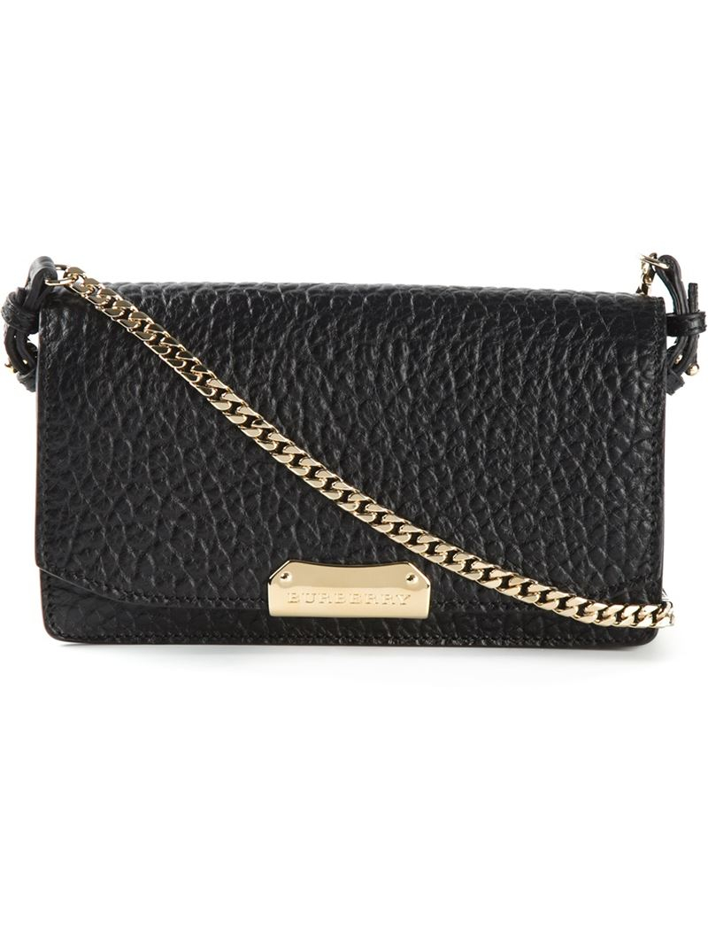 Burberry Pebbled-Leather Cross-Body Bag in Black | Lyst