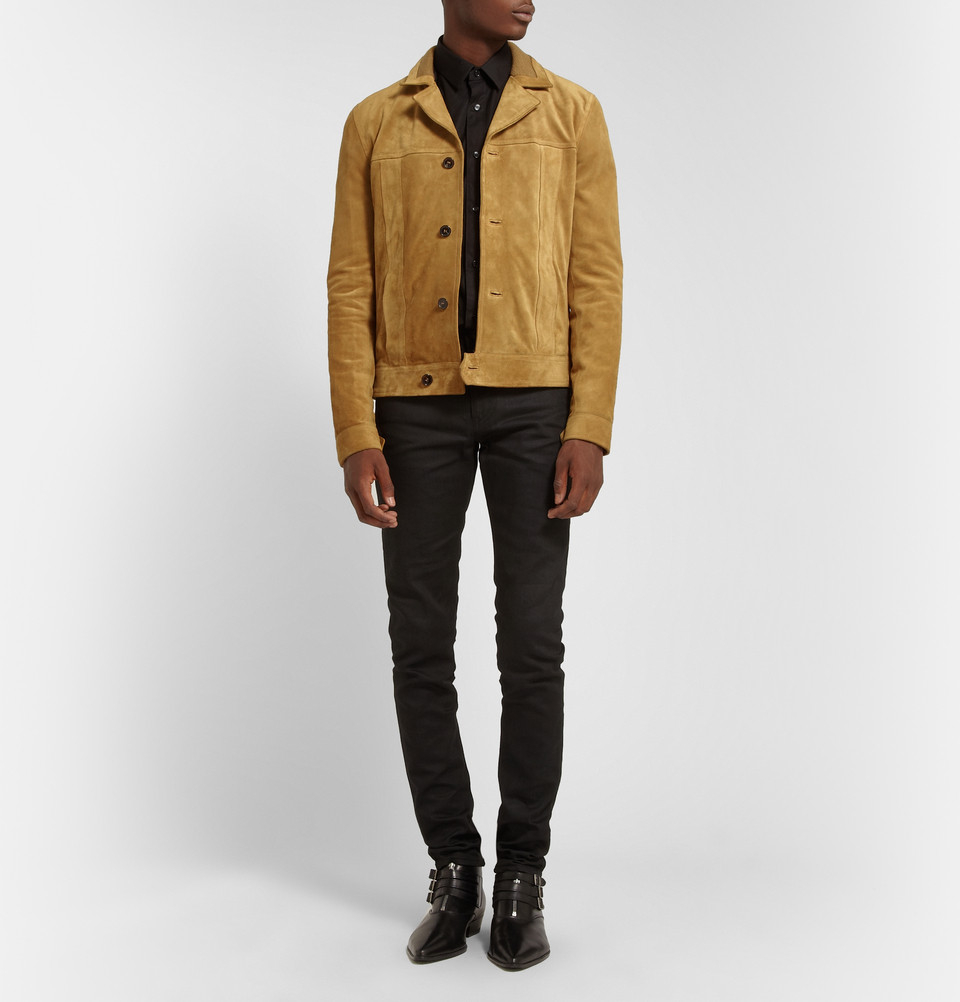 slim fit suede jacket