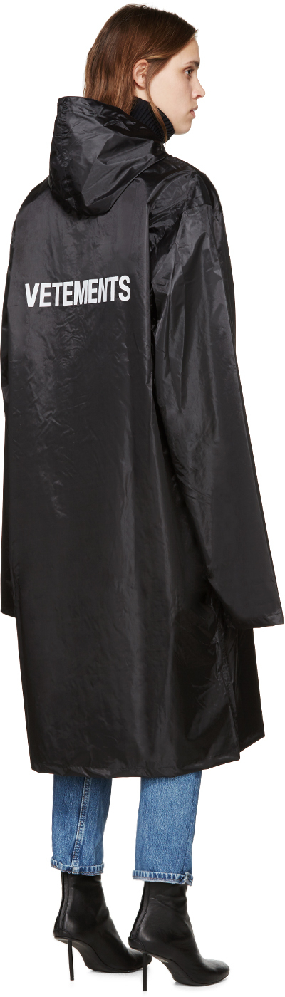 Details about   New Long Black Oversized Raincoat Vetements Waterproof Windbreaker Rain Jacket
