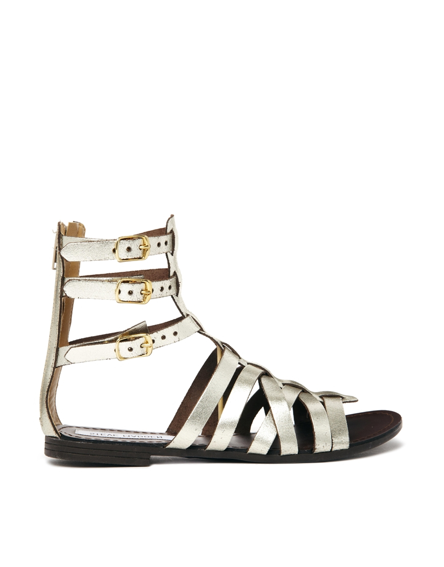 pewter flat sandals