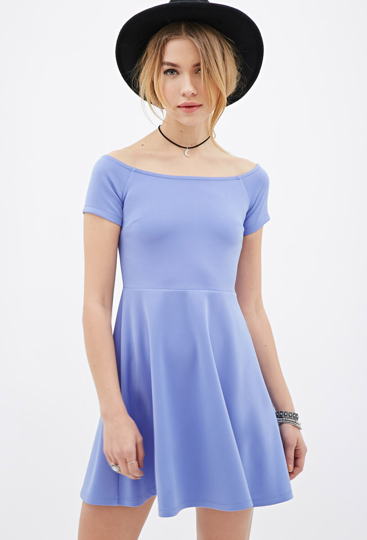 boat neck flare dress
