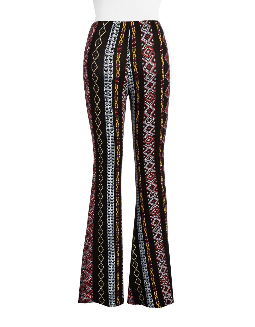 Lord & taylor Patterned Wide-leg Pants in Black (Bordeaux/Black) | Lyst