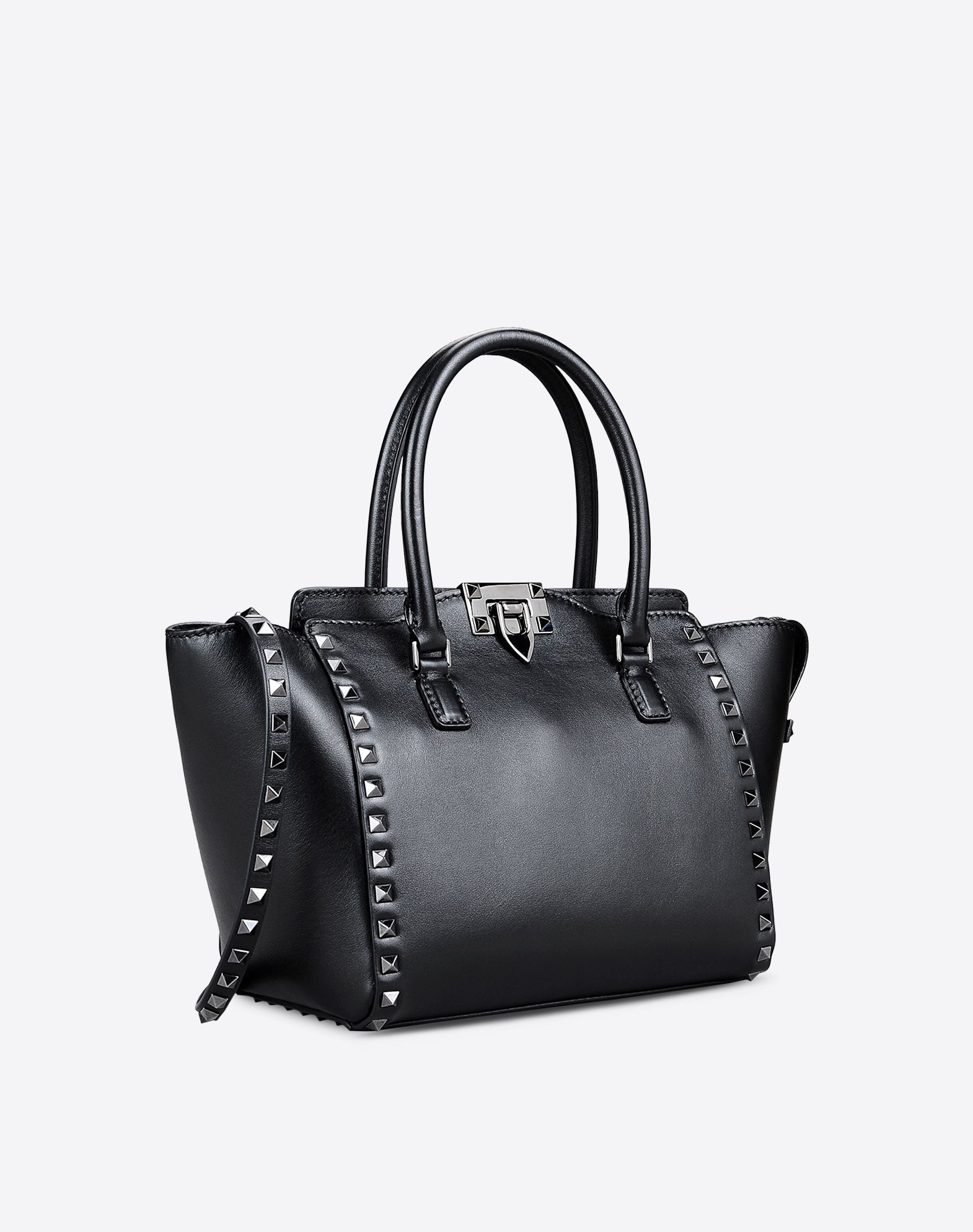 Valentino Rockstud Small Double Handle Bag in Black | Lyst