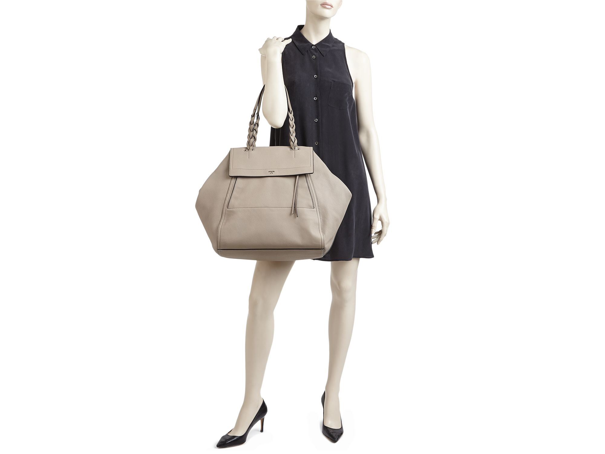 Tory Burch Large Half Moon Satchel in Gray | Lyst