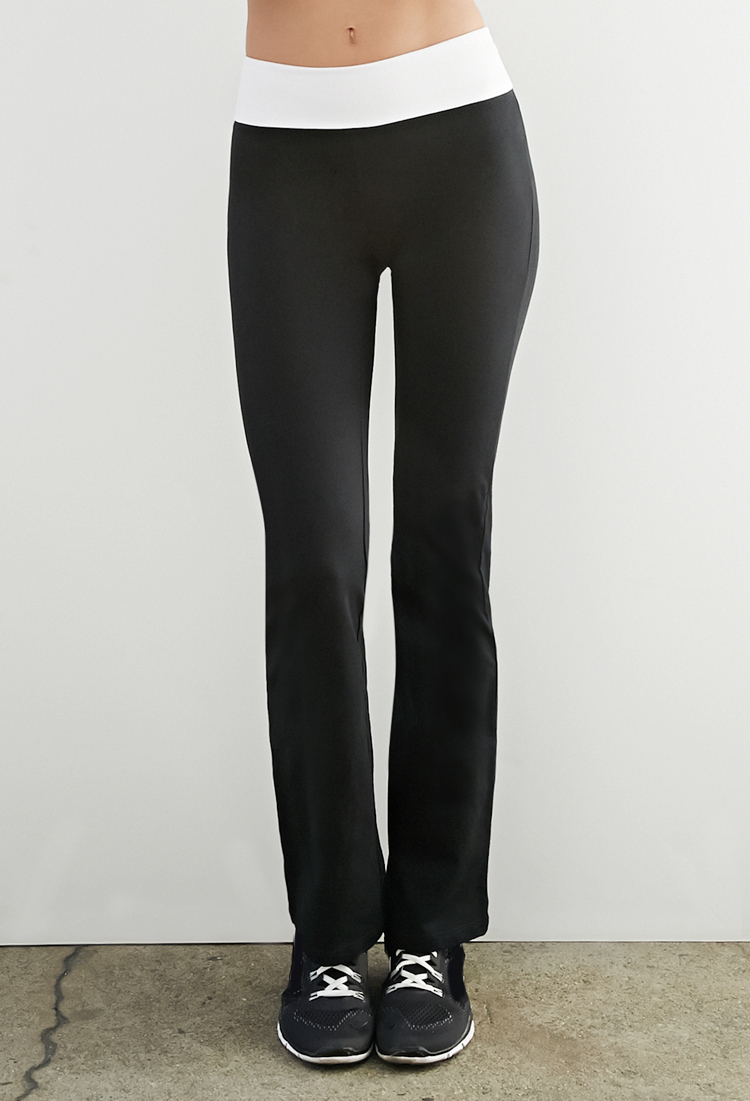 Forever 21 Fold Over Yoga Pants In Black Lyst