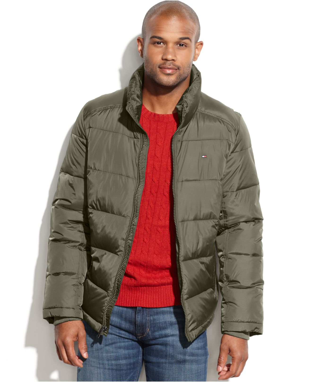 Tommy Hilfiger Big And Tall Puffer Coat in Gray for Men (Olive) | Lyst