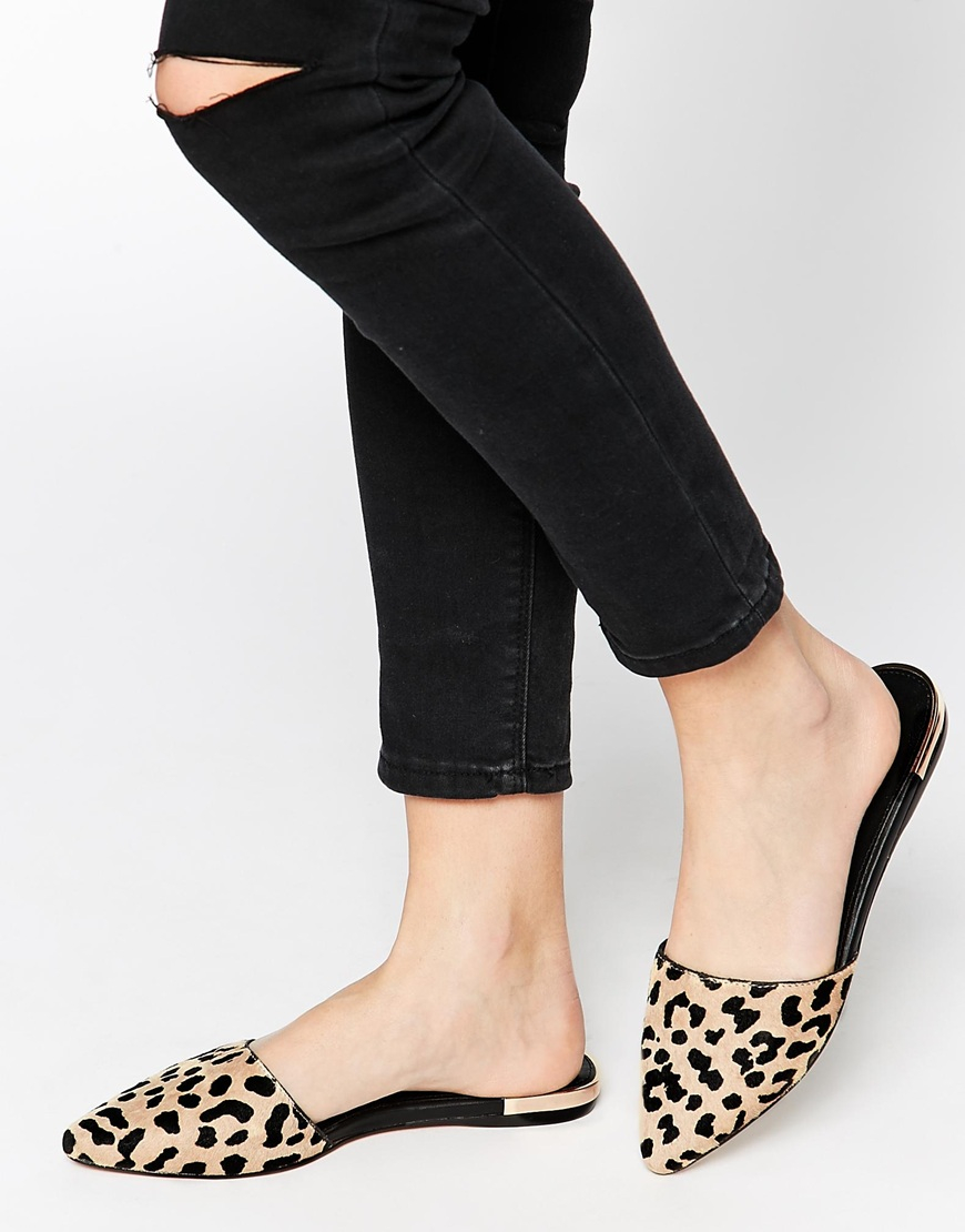 ALDO Luma Leopard Pointed Flat Mule Shoes | Lyst
