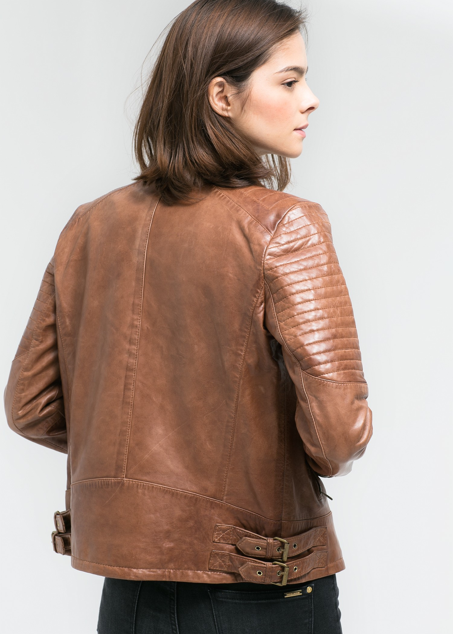 Mango Leather Biker Jacket In Black Pictures