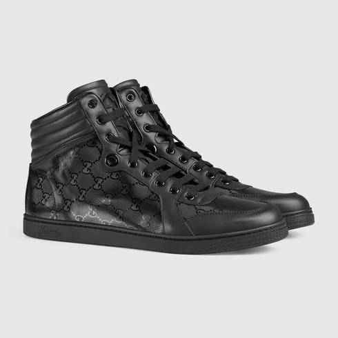 Gucci Gg Imprimé High-top Sneaker in Black for Men | Lyst