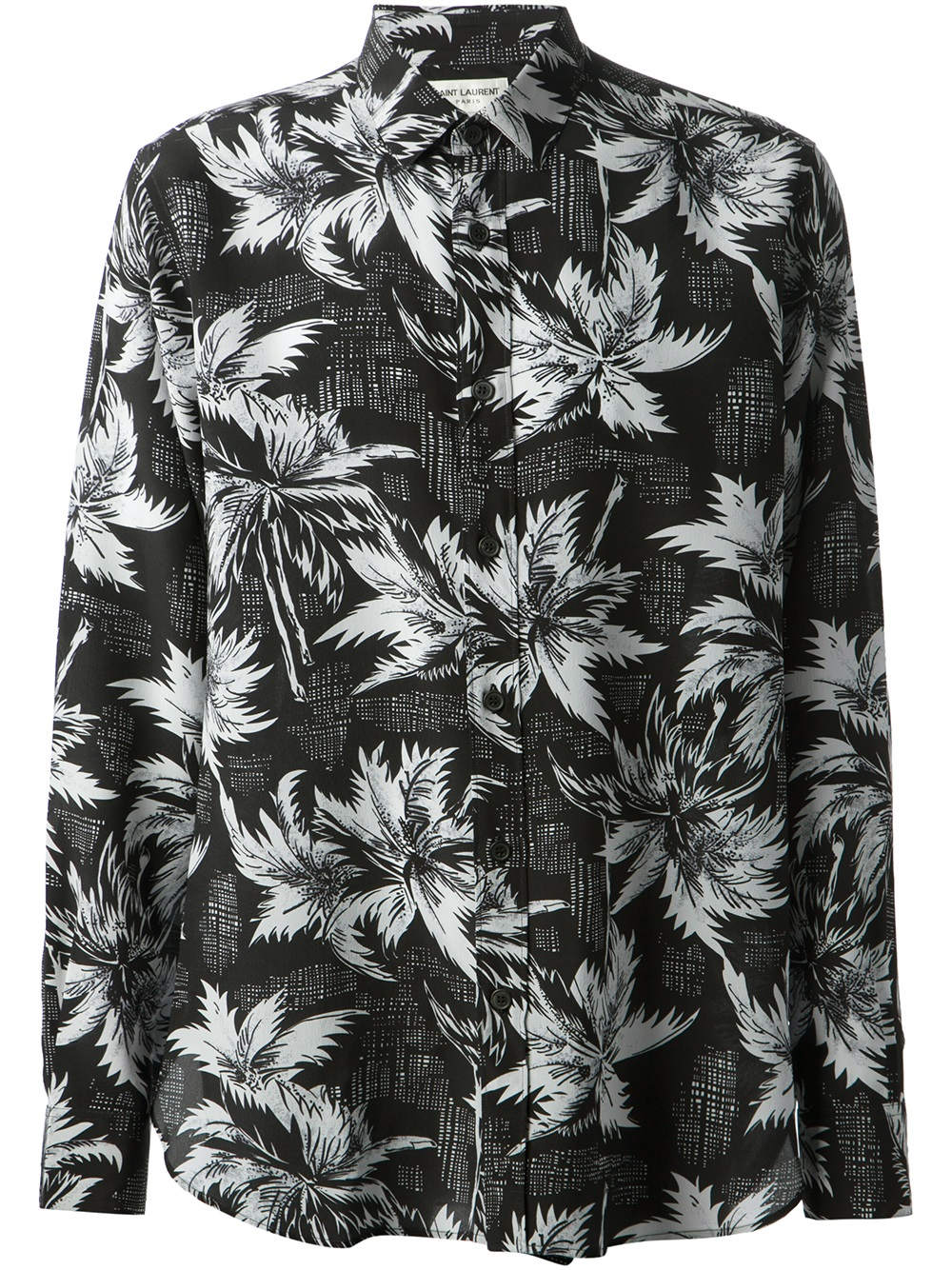Lyst - Saint Laurent Floral Print Shirt in Black for Men