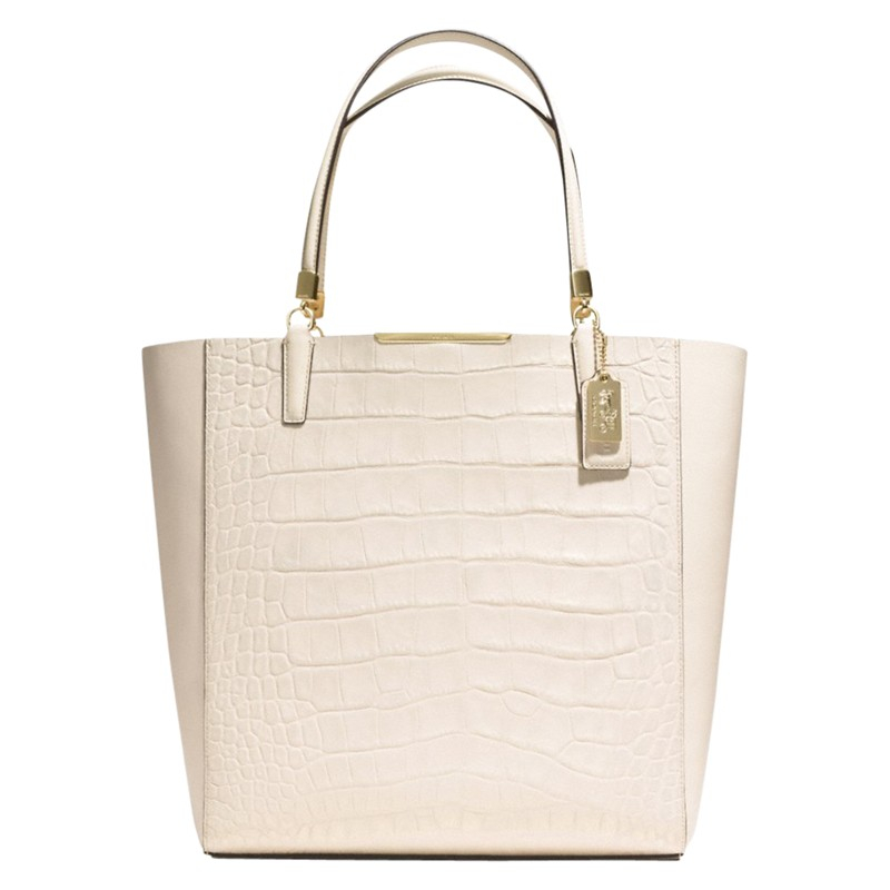 Coach Madison Large Leather Tote Bag in Beige (white) Lyst