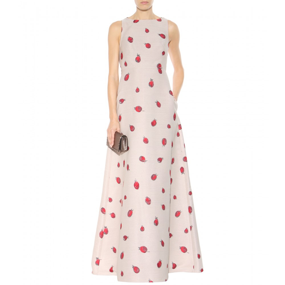 berry jacquard dress