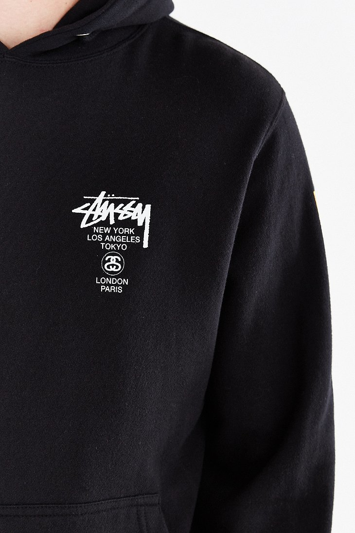 Stussy Cotton World Tour Flags Pullover Hoodie Sweatshirt in Black for Men  - Lyst