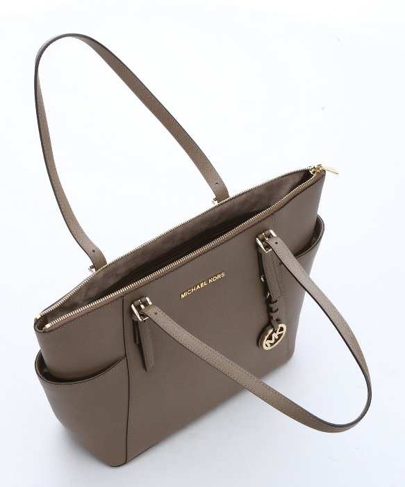 Lyst Michael Kors Dark Dune Leather Jet Set Top Handle Tote In Gallery