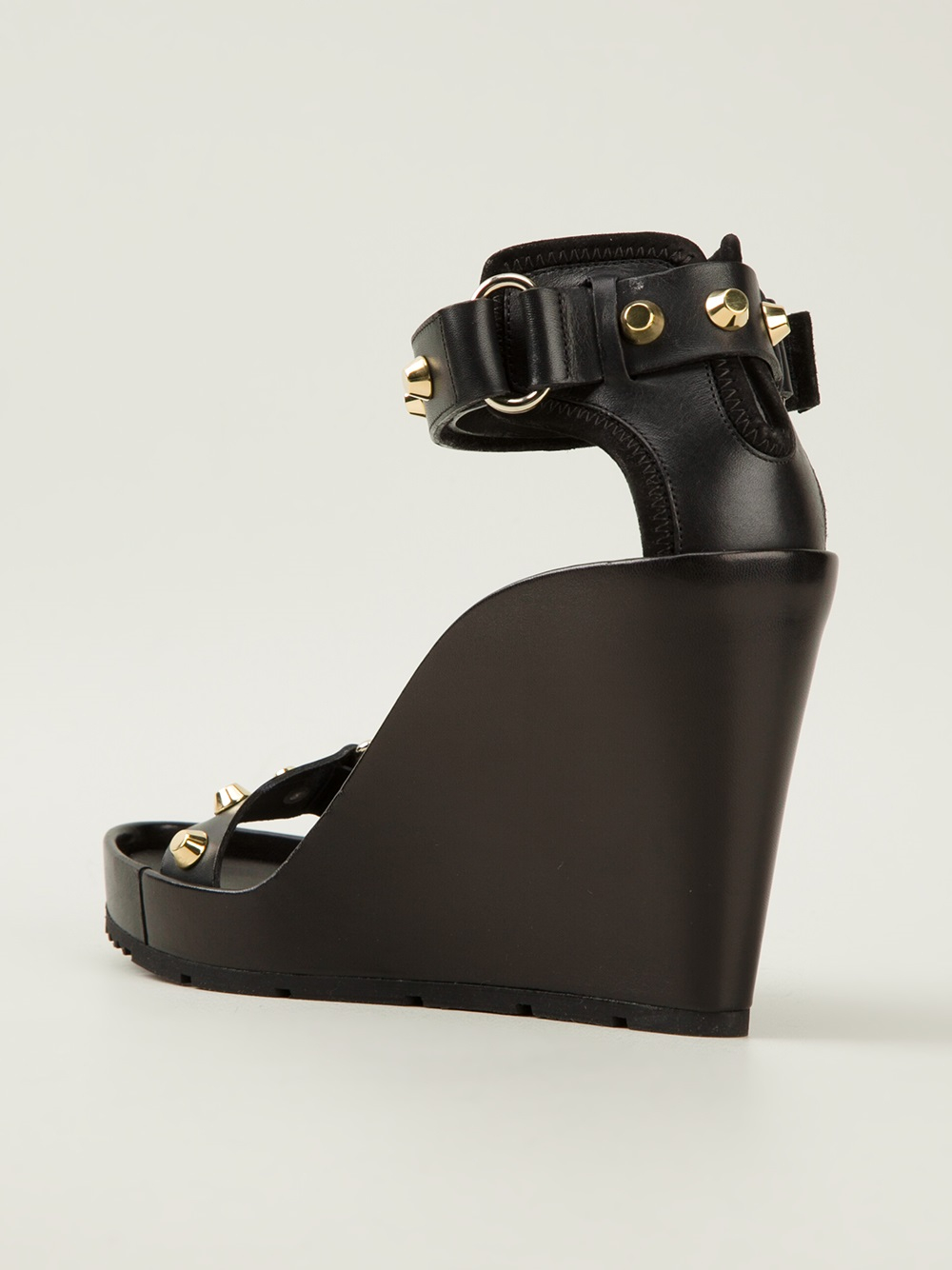 Balenciaga Studded Wedge Sandal in Black | Lyst