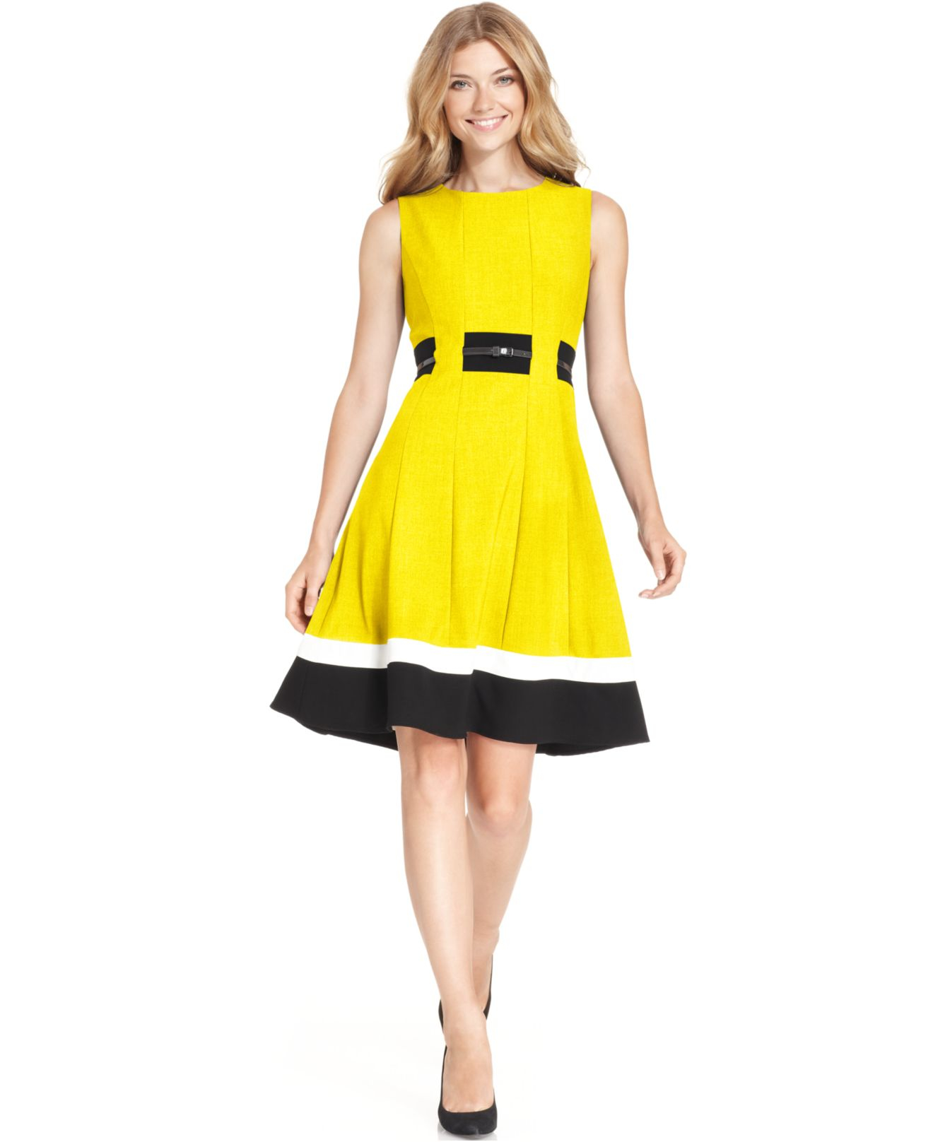 calvin klein yellow dresses