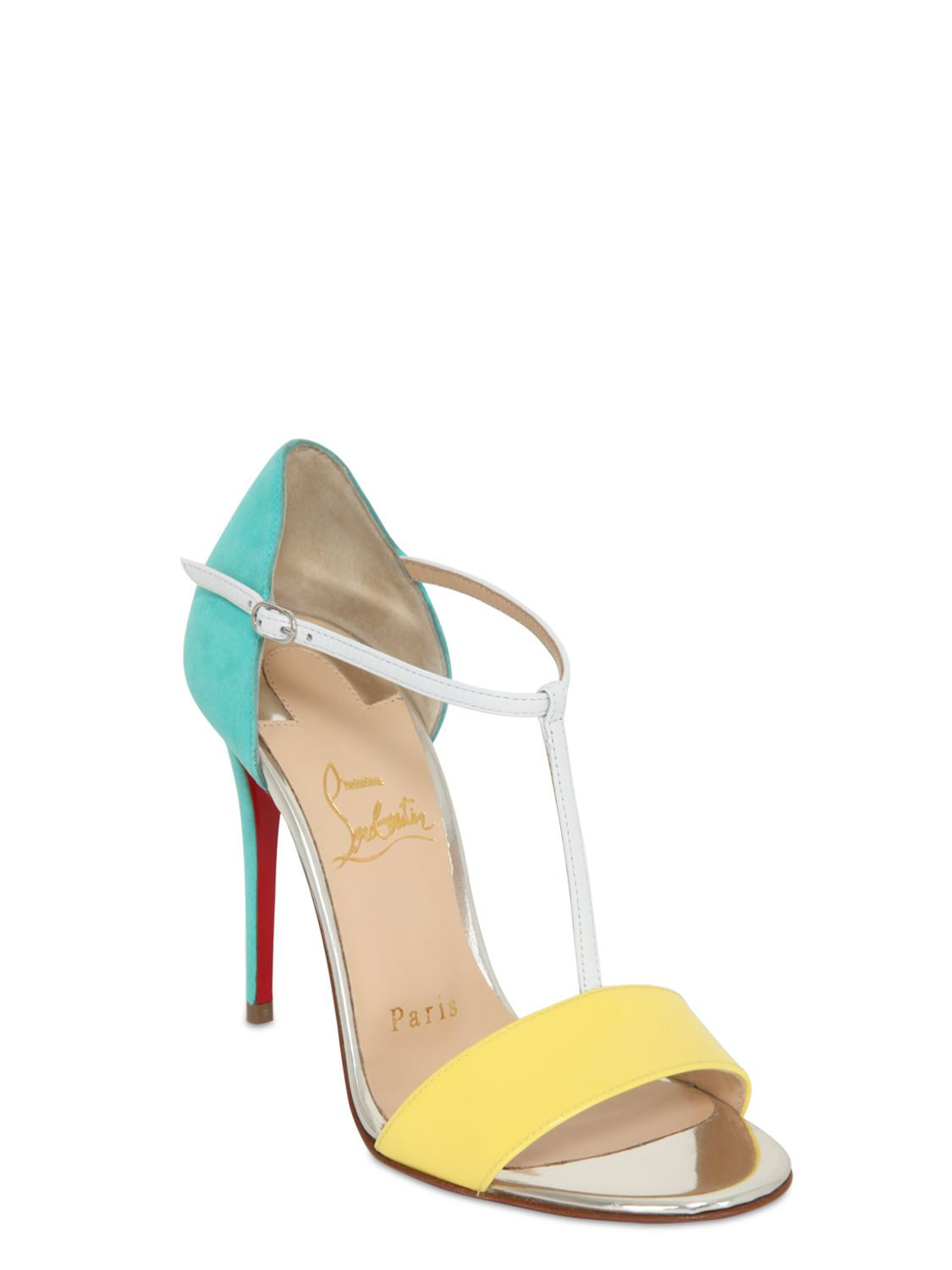 Christian louboutin 100mm True Blue Patent Leather Sandals in ...  