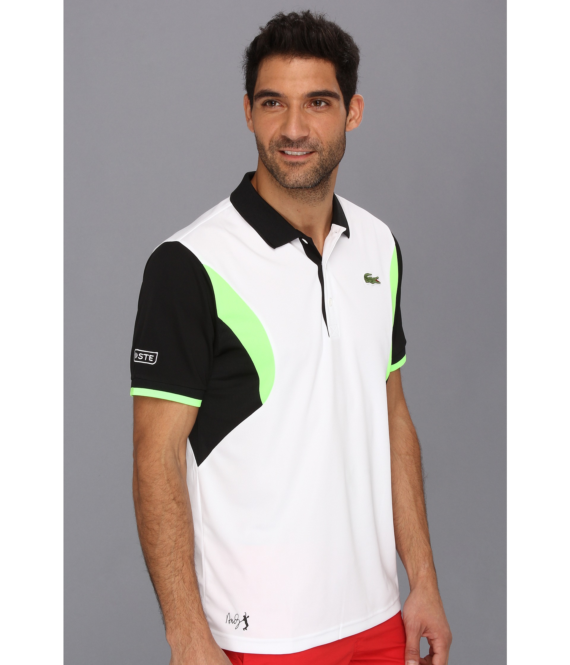 Lacoste Andy Roddick Ultra Dry Geometric Color Block Polo in Green for Men  - Lyst