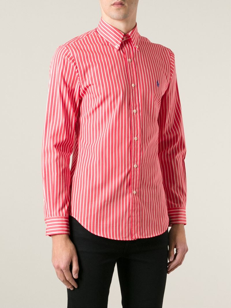 polo ralph lauren red striped shirt