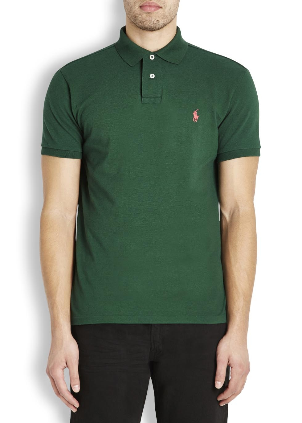 Polo Ralph Lauren Dark Green Piqué Cotton Polo Shirt for Men - Lyst