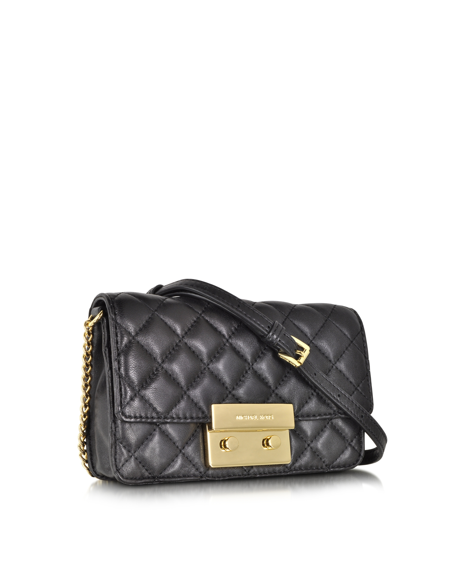 Michael Kors Sloan Black Quilted Leather Chain Crossbody Bag - Lyst