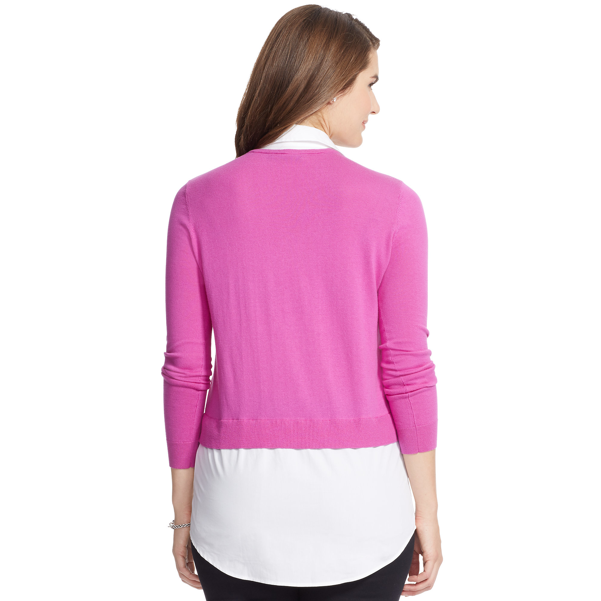 Ralph Lauren Cotton Layered V-neck Sweater in Pink - Lyst
