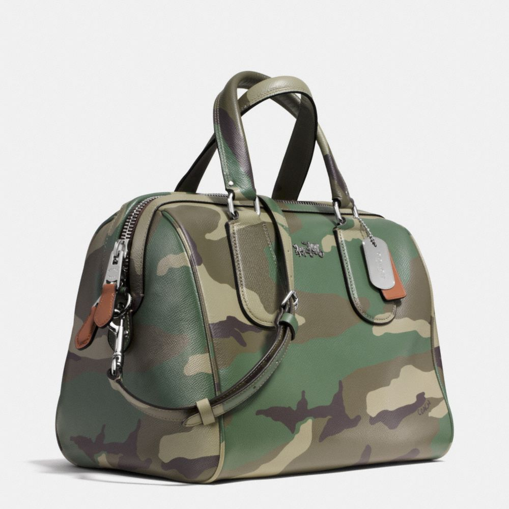 COACH Surrey Satchel In Camo Print Crossgrain Leather in Green - Lyst