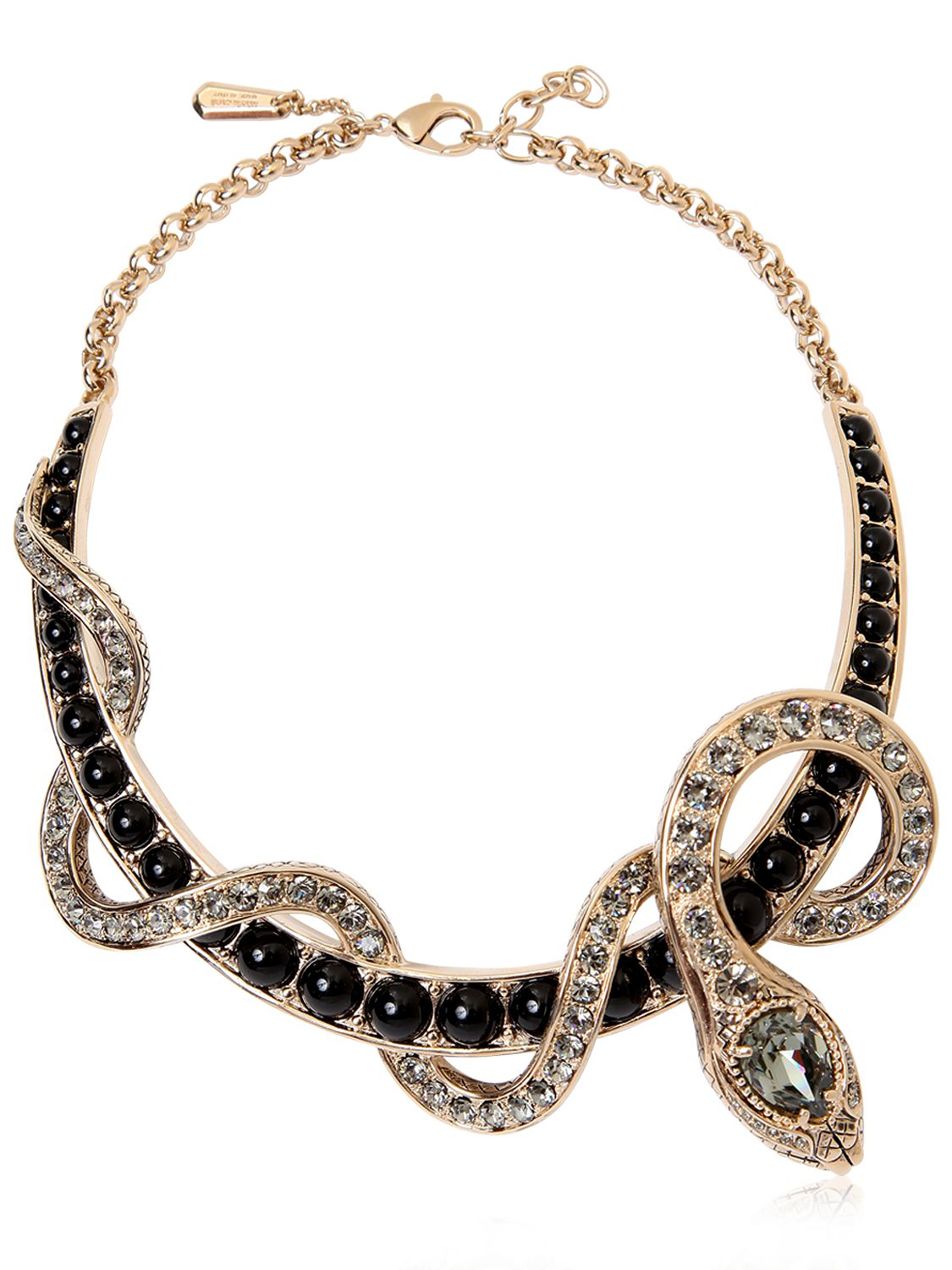 Roberto Cavalli Embellished Snake Necklace in Metallic | Lyst