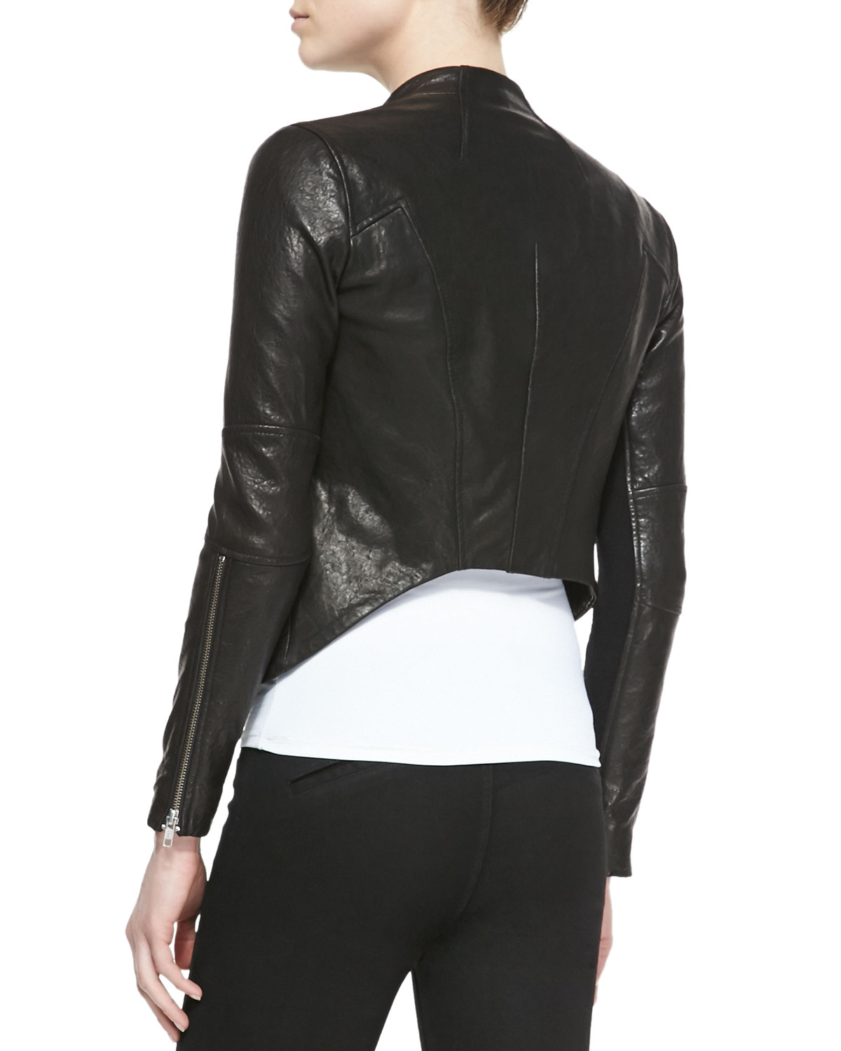 Helmut Lang Blistered Cropped Leather Jacket In Black Lyst Gallery Previously Sold At Bergdorf Goodman Women S Cropped Leather Jackets