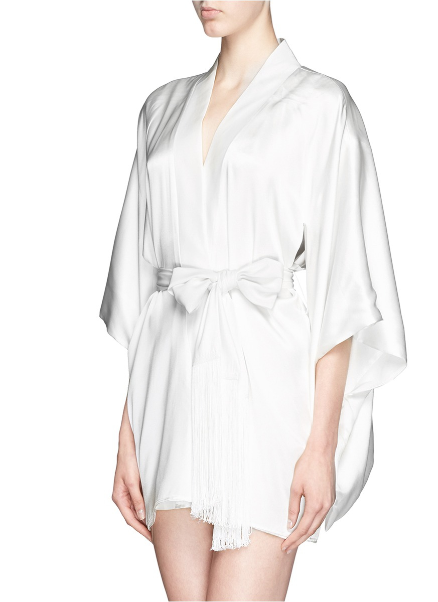 Kiki de Montparnasse 'amour' Silk Kimono Robe in White - Lyst