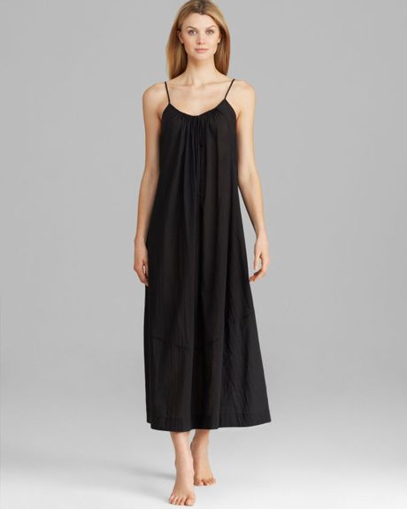 Donna Karan Sleepwear Cotton Batiste Long Gown in Black | Lyst