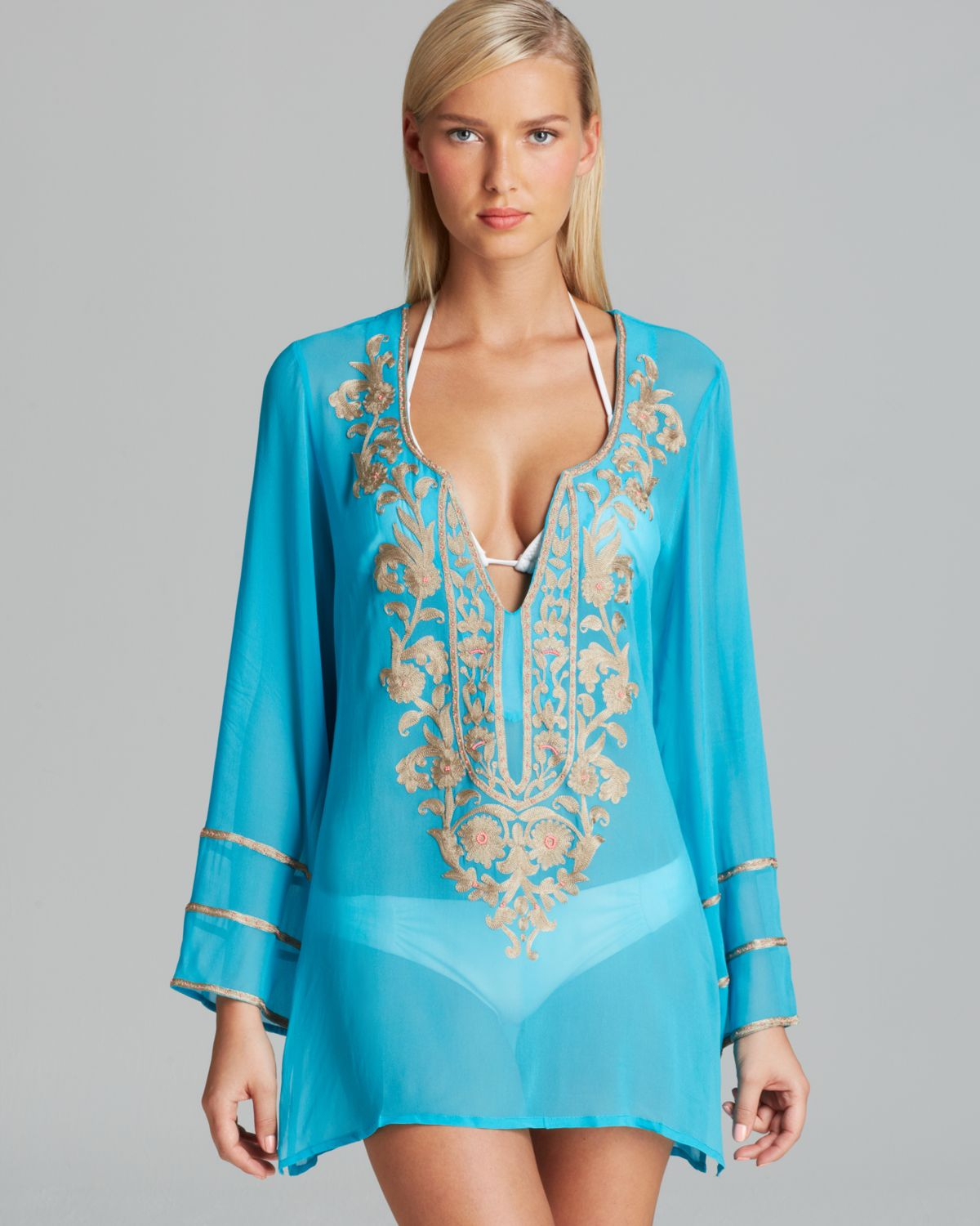 blue swim cover up