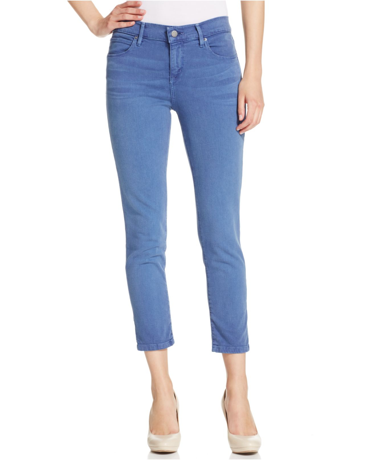 Calvin klein jeans Straight-Leg Cropped Jeans in Blue | Lyst