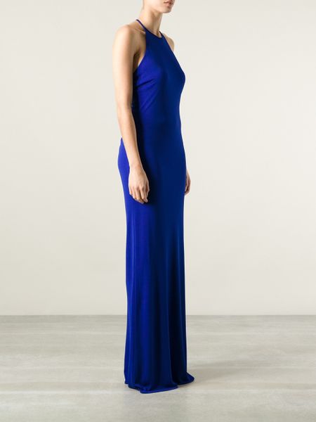 Emilio Pucci Halter Neck Dress in Blue | Lyst