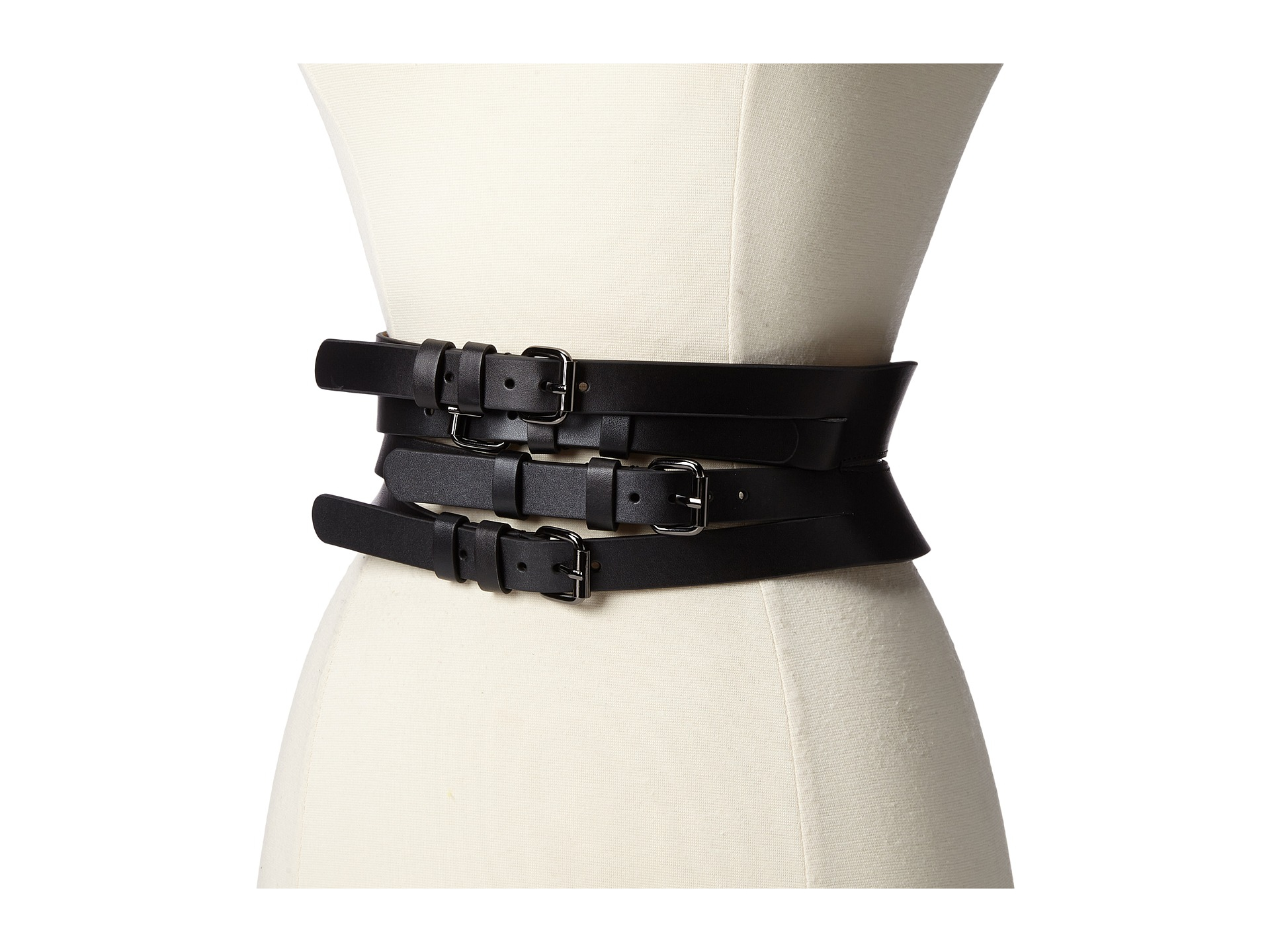 BCBGMAXAZRIA Wide Multi Straps Buckle Waist Belt in Black | Lyst