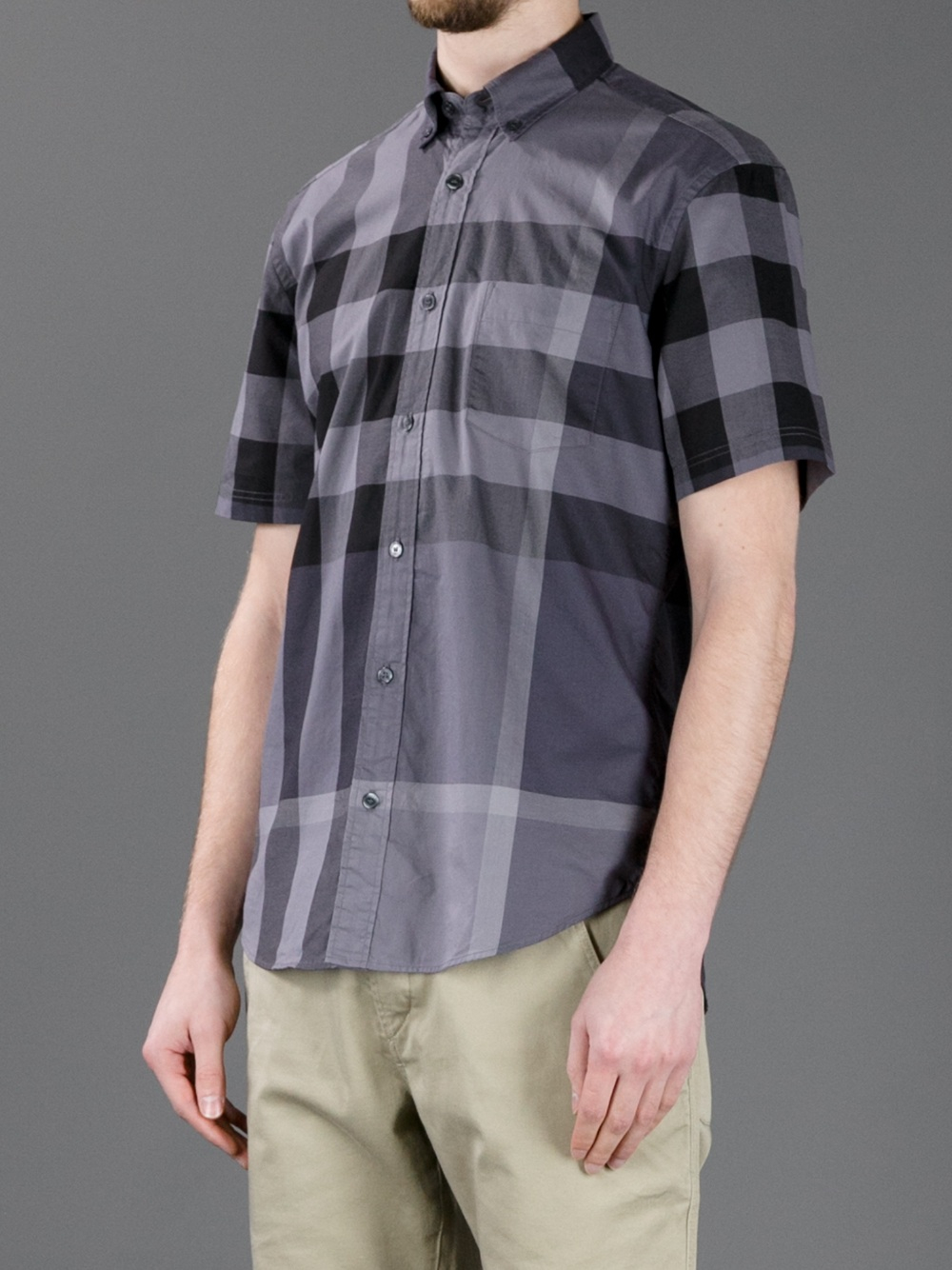 Burberry Brit Checked Short Sleeve Shirt in Gray for Men | Lyst