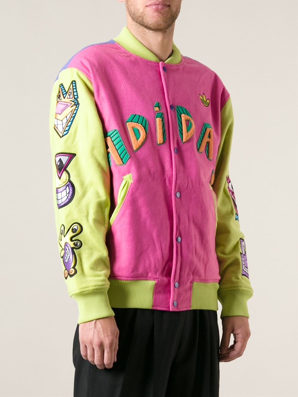adidas Jeremy Scott Embroidered Bomber Jacket in Pink for Men | Lyst