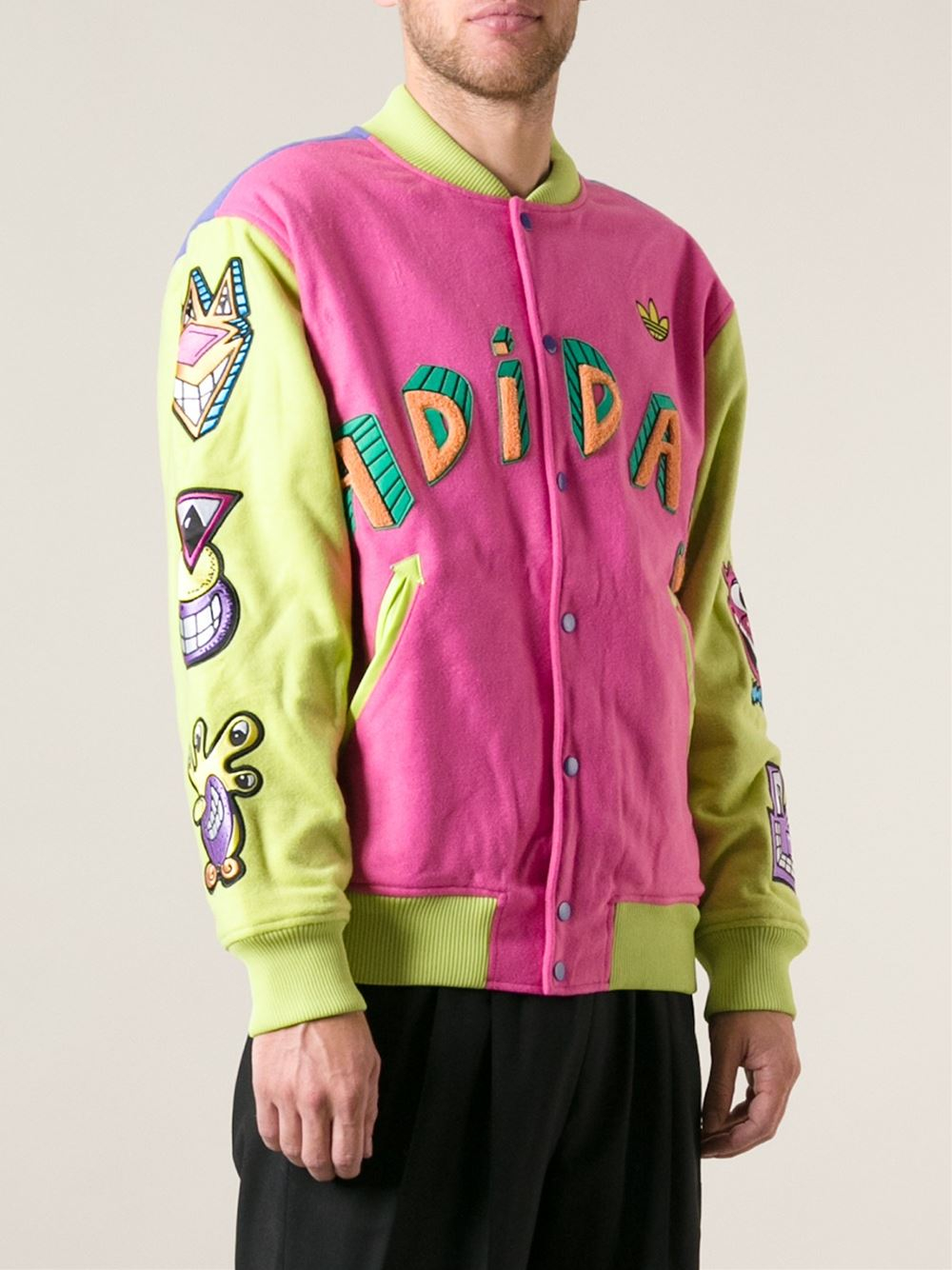 adidas Jeremy Scott Embroidered Bomber Jacket in Pink & Purple (Pink) for  Men - Lyst