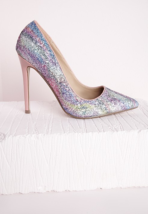 lilac glitter heels