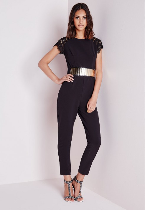 black cap sleeve jumpsuit