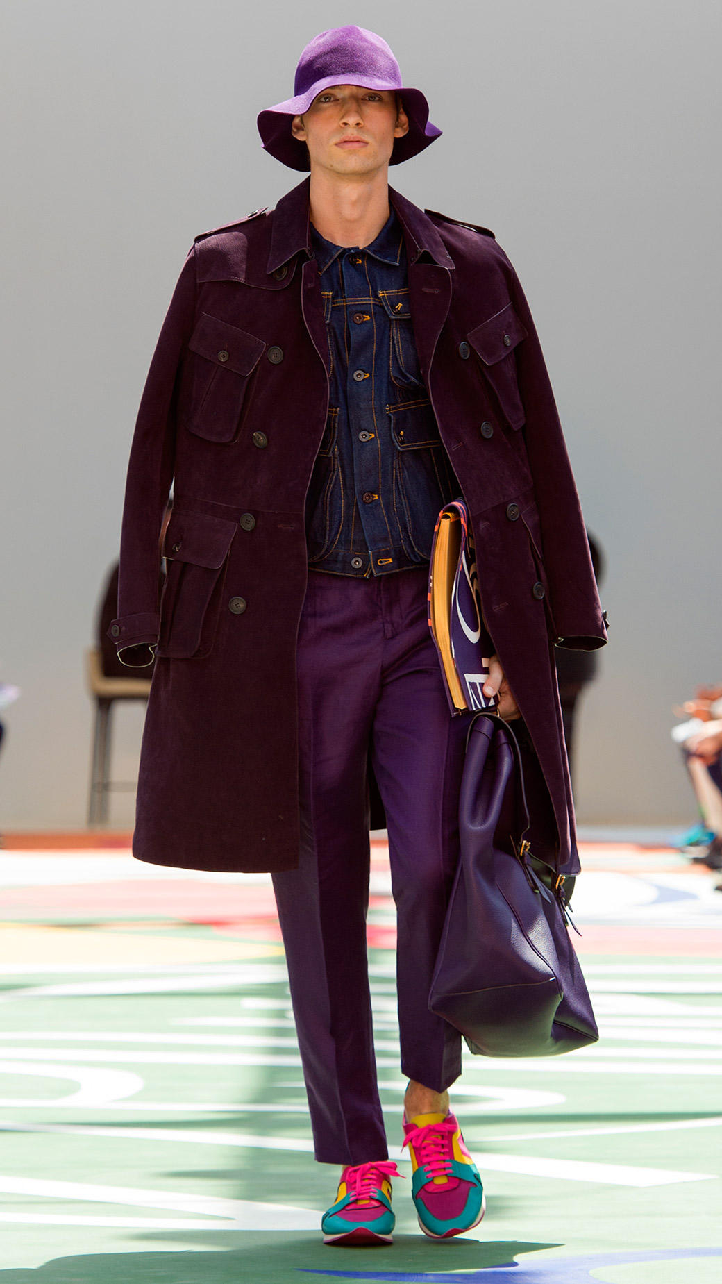 Burberry Nubuck Trench Coat in Purple Black (Purple) for Men - Lyst