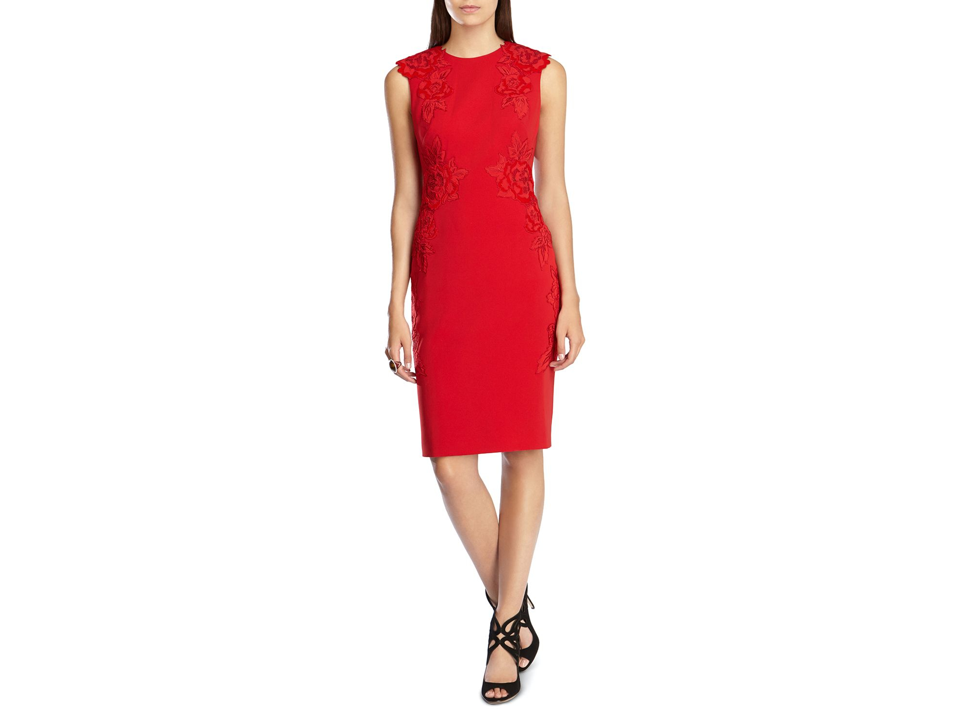 karen millen red velvet dress