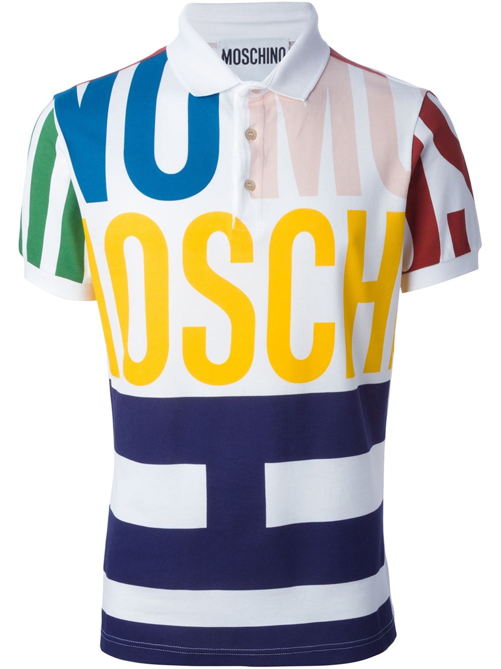Moschino Logo Print Polo Shirt in White for Men | Lyst